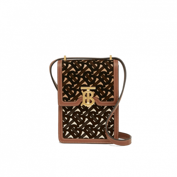 Burberry Monogram Flocked Leather Robin Bag