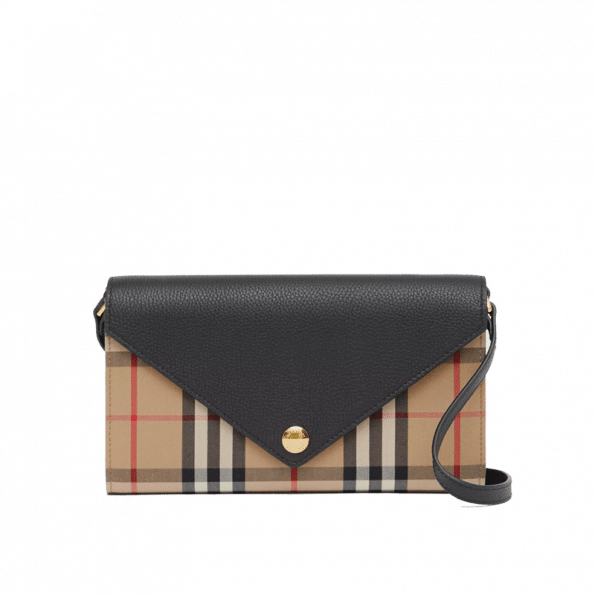 Burberry Vintage Check and Leather Wallet with Detachable Strap