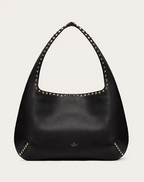 Valentino Rockstud Grainy Calfskin Hobo Bag