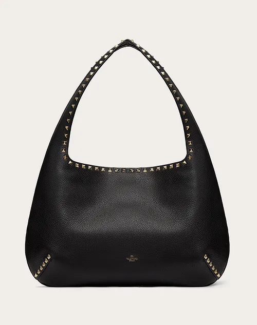 Valentino Rockstud Grainy Calfskin Hobo Bag