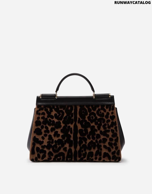 DOLCE &amp; GABBANA SOFT MEDIUM SICILY BAG IN LEOPARD PRINT VELVET STITCH