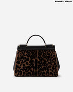 DOLCE &amp; GABBANA SOFT MEDIUM SICILY BAG IN LEOPARD PRINT VELVET STITCH