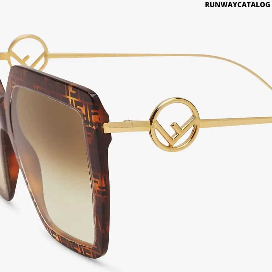 FENDI FF Havana acetate and metal sunglasses