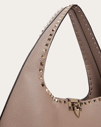 Valentino Rockstud Grainy Calfskin Hobo Bag In Poudre