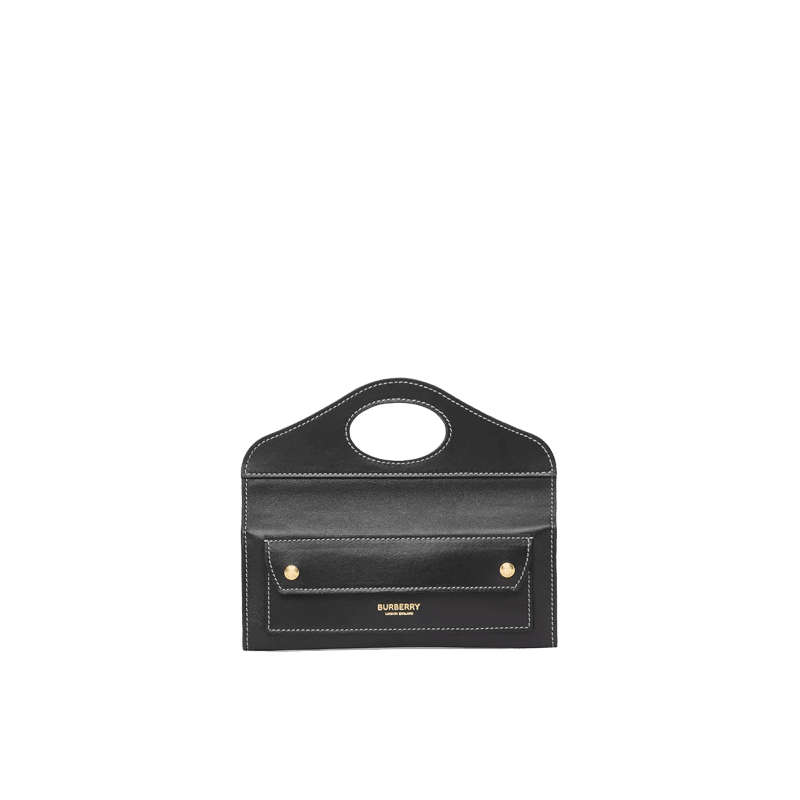 Burberry Mini Topstitched Lambskin Pocket Clutch