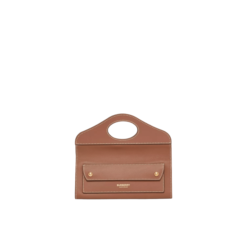 Burberry Mini Topstitched Lambskin Pocket Clutch