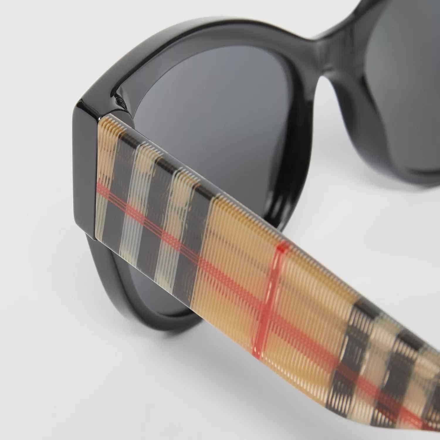 Burberry Vintage Check Detail Butterfly Frame Sunglasses