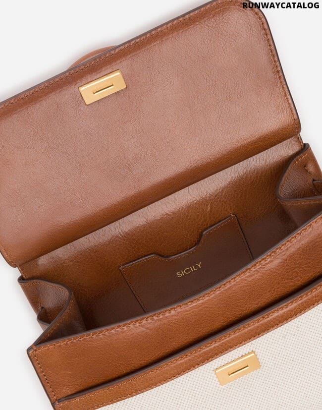 DOLCE &amp; GABBANA SMALL SICILY 58 BAG IN CANVAS AND COWHIDE
