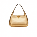 Valentino Small Rockstud Metallic Grainy Calfskin Hobo Bag