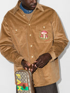 Gucci mushroom-embroidered corduroy shirt jacket
