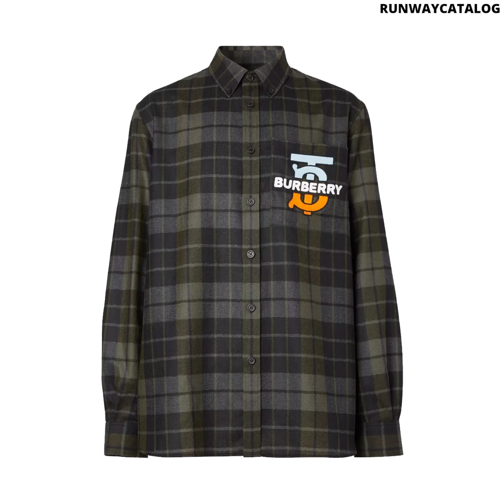 Burberry Monogram Motif Check Wool Flannel Oversized Shirt
