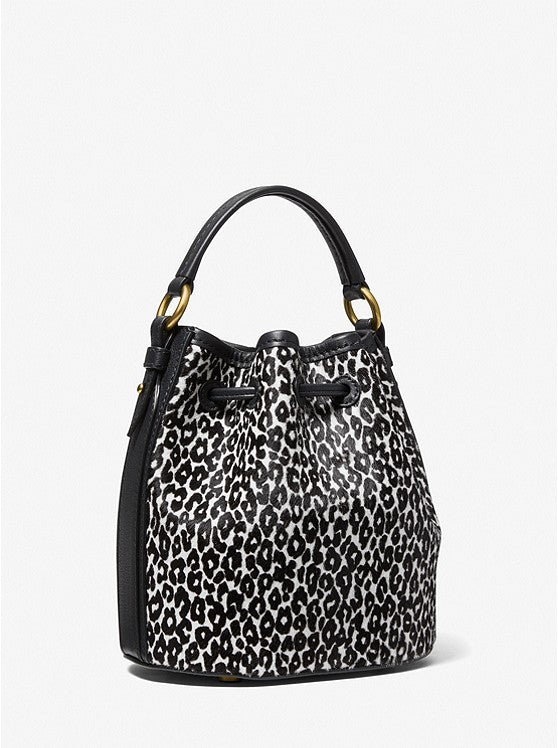 Michael Kors Monogramme Small Leopard Print Bucket Bag