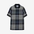 Check Cotton Jacquard Polo Shirt Dark Blue