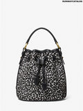 Michael Kors Monogramme Small Leopard Print Bucket Bag