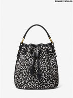 Michael Kors Monogramme Small Leopard Print Bucket Bag