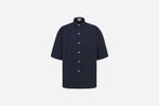 SHORT-SLEEVED OVERSHIRT Navy Blue and Black Dior Oblique Kasuri Cotton Denim