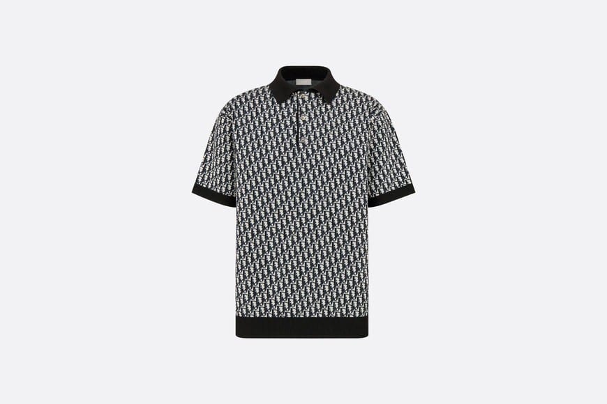 DIOR OBLIQUE POLO SHIRT Beige, Blue and Black Cotton Jacquard