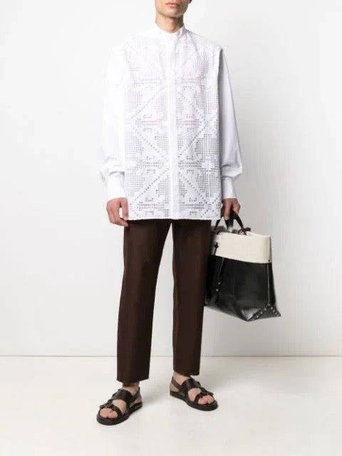 Valentino pointelle-knit cotton shirt