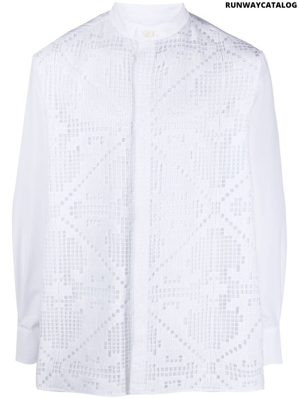 Valentino pointelle-knit cotton shirt