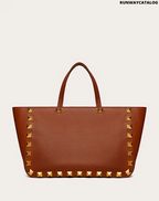 Valentino Roman Stud Grainy Calfskin Tote Bag