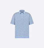 Dior Oblique Polo Shirt Blue Cotton Jacquard