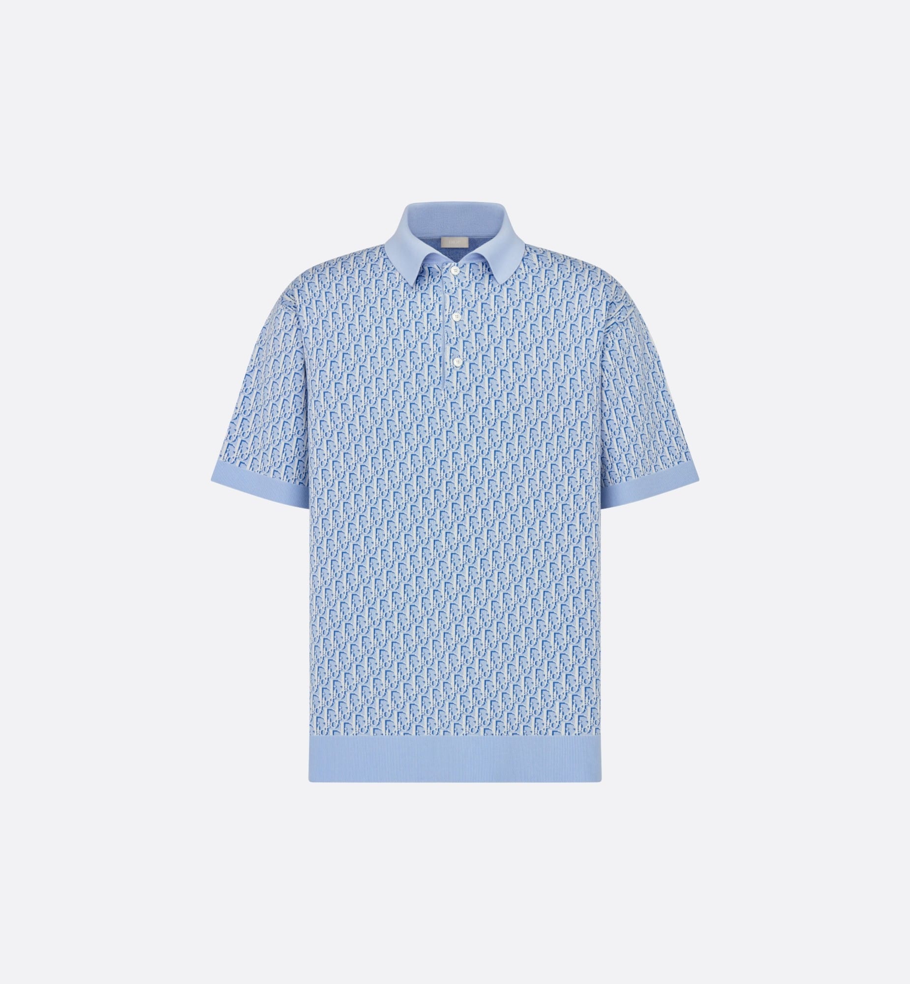 Dior Oblique Polo Shirt Blue Cotton Jacquard