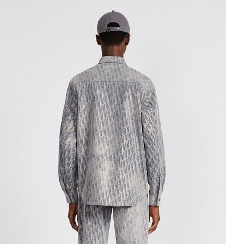 DIOR OBLIQUE OVERSHIRT Gray and Gold-Tone Cotton-Blend Twill
