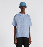Dior Oblique Polo Shirt Blue Cotton Jacquard