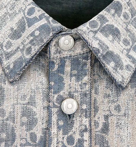 DIOR OBLIQUE OVERSHIRT Gray and Gold-Tone Cotton-Blend Twill