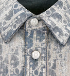 DIOR OBLIQUE OVERSHIRT Gray and Gold-Tone Cotton-Blend Twill