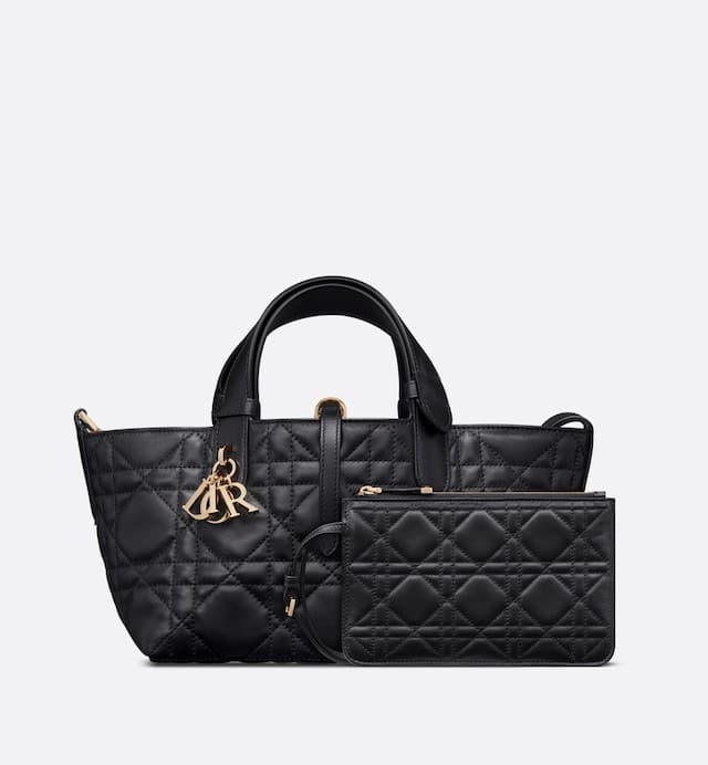 SMALL DIOR TOUJOURS BAG Black Macrocannage Calfskin