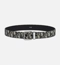 Beige and Black Dior Oblique Jacquard with Black Grained Calfskin, 35 MM