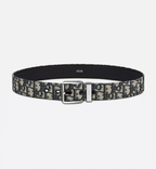 Beige and Black Dior Oblique Jacquard with Black Grained Calfskin, 35 MM