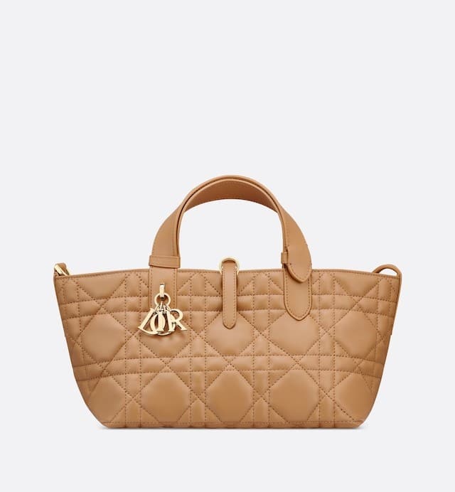 SMALL DIOR TOUJOURS BAG Medium Tan Macrocannage Calfskin