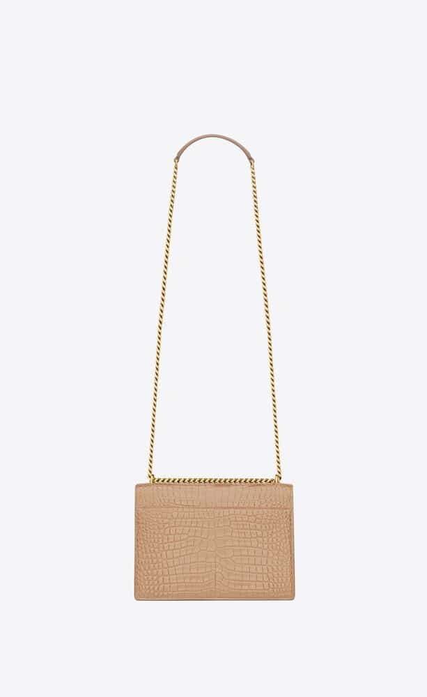 YSL Sunset Medium in Crocodile Embossed Shiny Leather Bag
