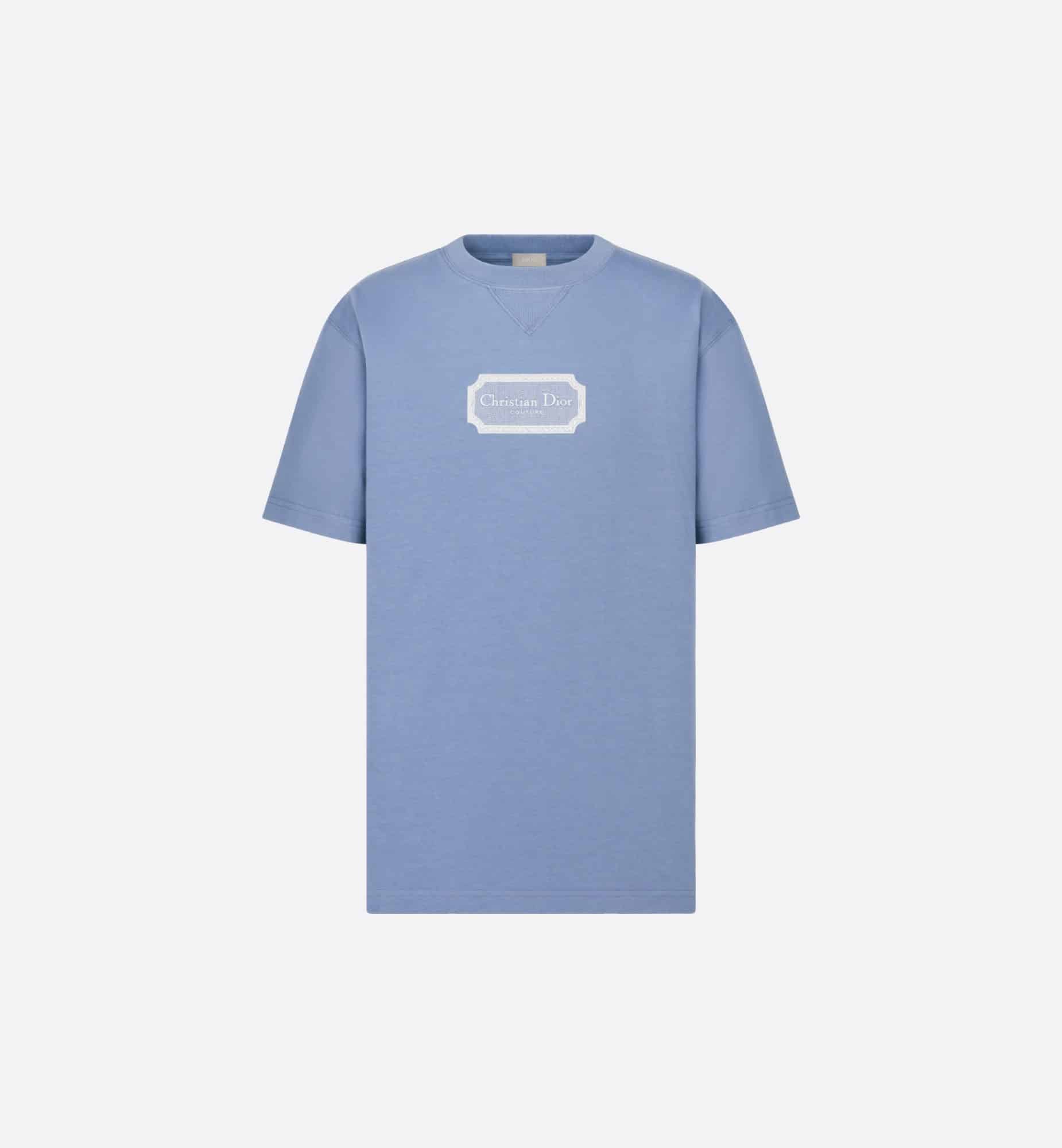 Christian Dior Couture Relaxed-Fit T-Shirt Blue Cotton Jersey