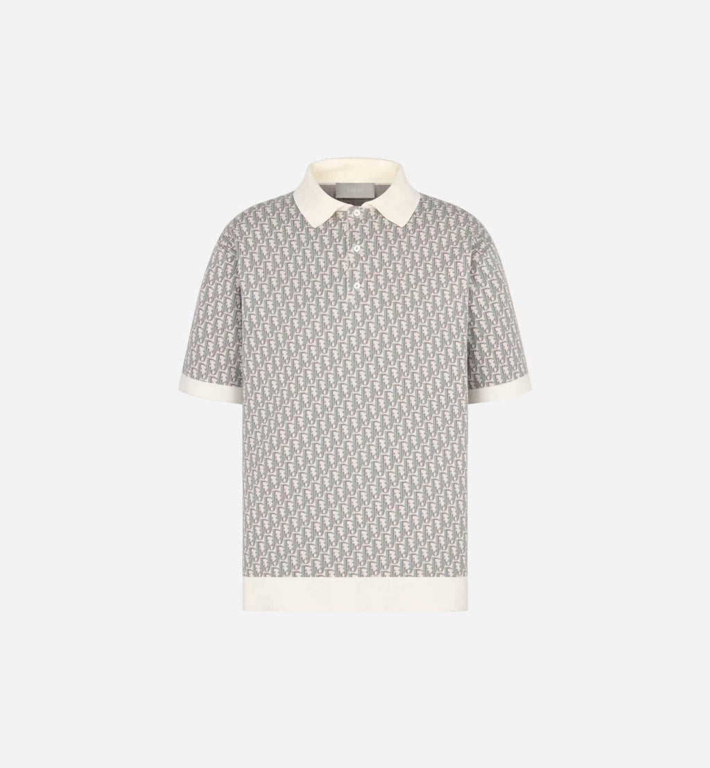 Dior Oblique Polo Shirt White Cotton Jacquard