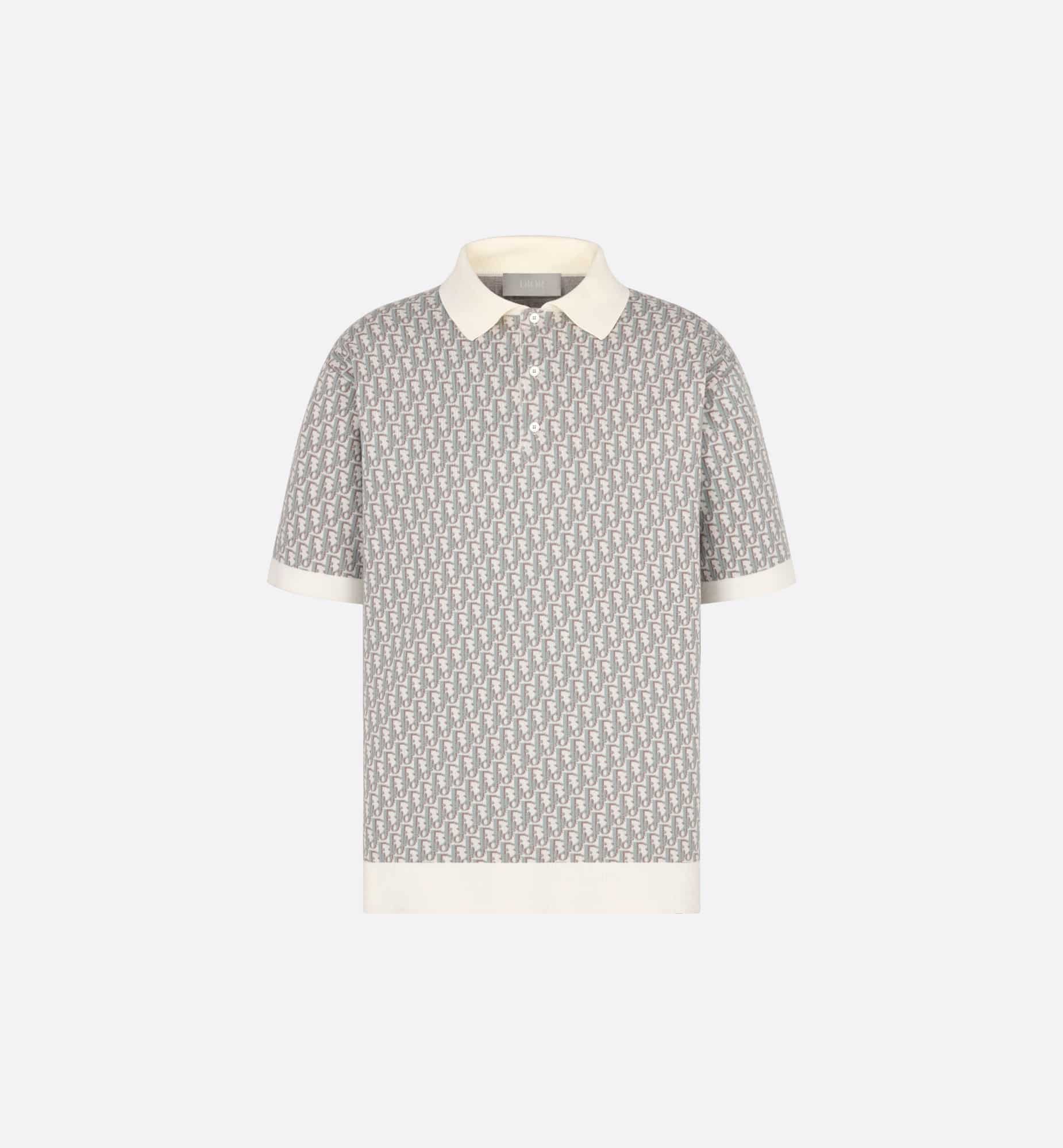 Dior Oblique Polo Shirt White Cotton Jacquard