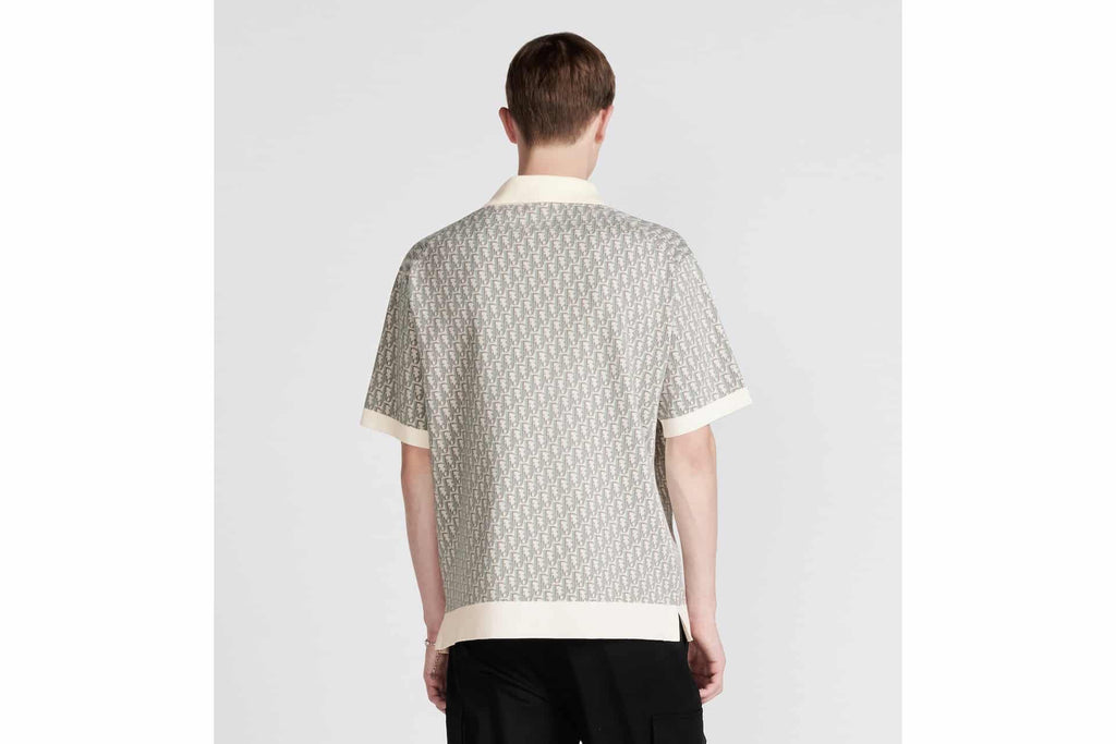 Dior Oblique Polo Shirt White Cotton Jacquard