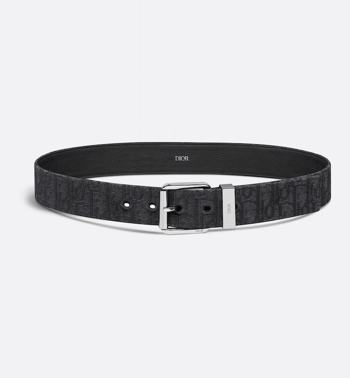 Black Dior Oblique Jacquard and Black Grained Calfskin, 35 MM