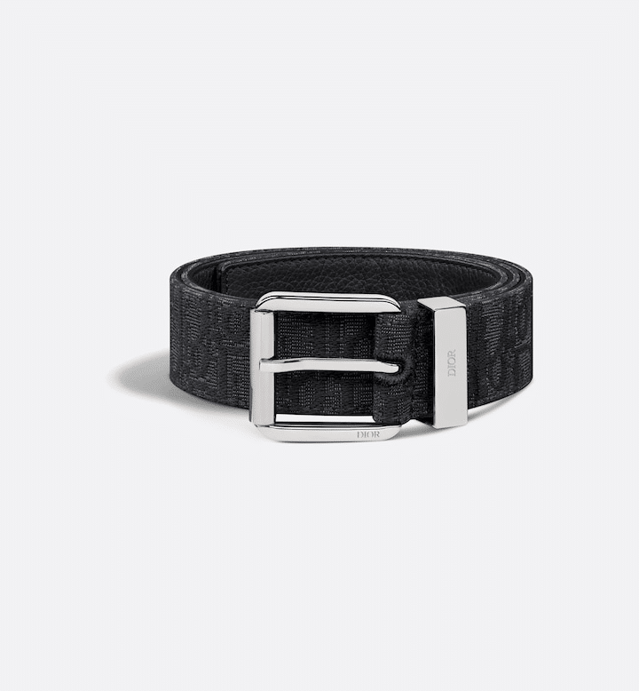 Black Dior Oblique Jacquard and Black Grained Calfskin, 35 MM