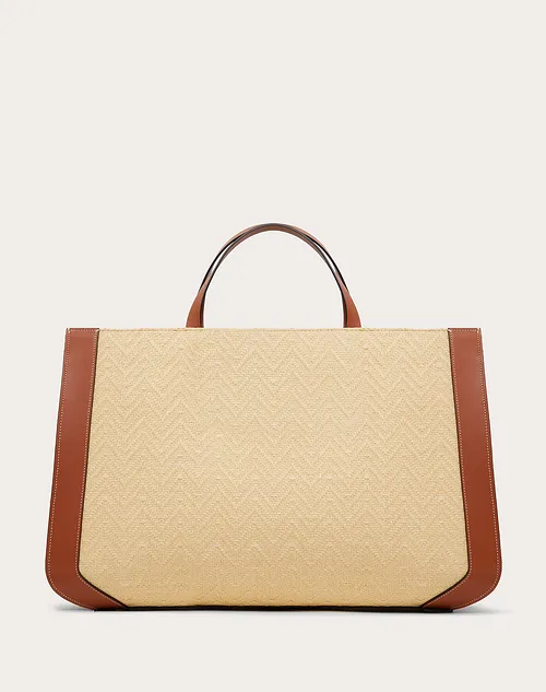 Valentino Supervee Handbag in Raffia with Chevron Pattern