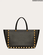 Valentino Roman Stud Grainy Calfskin Tote Bag