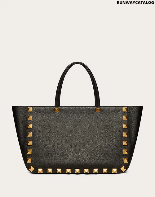 Valentino Roman Stud Grainy Calfskin Tote Bag