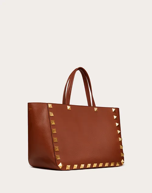 Valentino Roman Stud Grainy Calfskin Tote Bag