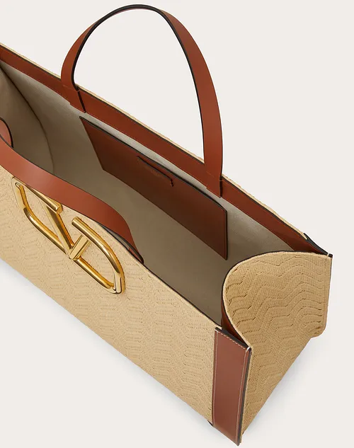 Valentino Supervee Handbag in Raffia with Chevron Pattern