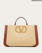 Valentino Supervee Handbag in Raffia with Chevron Pattern