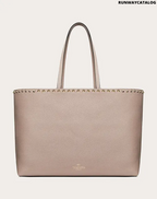 Valentino Rockstud Grainy Calfskin Tote Bag