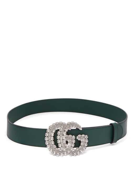Gucci GG crystal-embellished leather belt