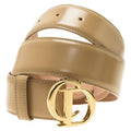 Christian Dior Beige Leather CD Logo Buckle Women Belt
